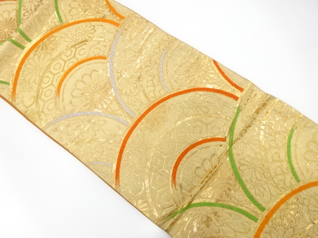 アンティーク　花青海波模様織り出し袋帯（着用可）